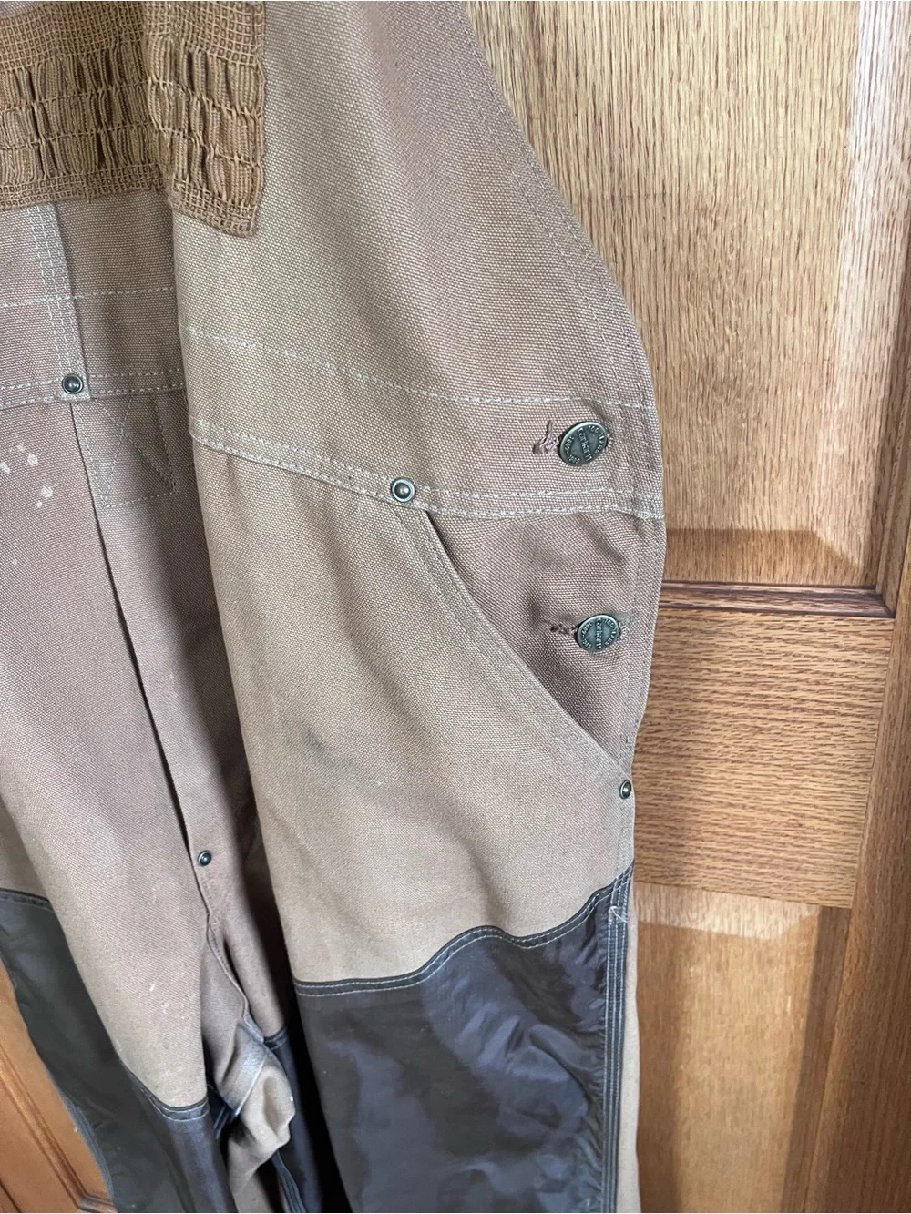 Carhartt Tan and Dark Brown Insulated Duck Bib Overalls